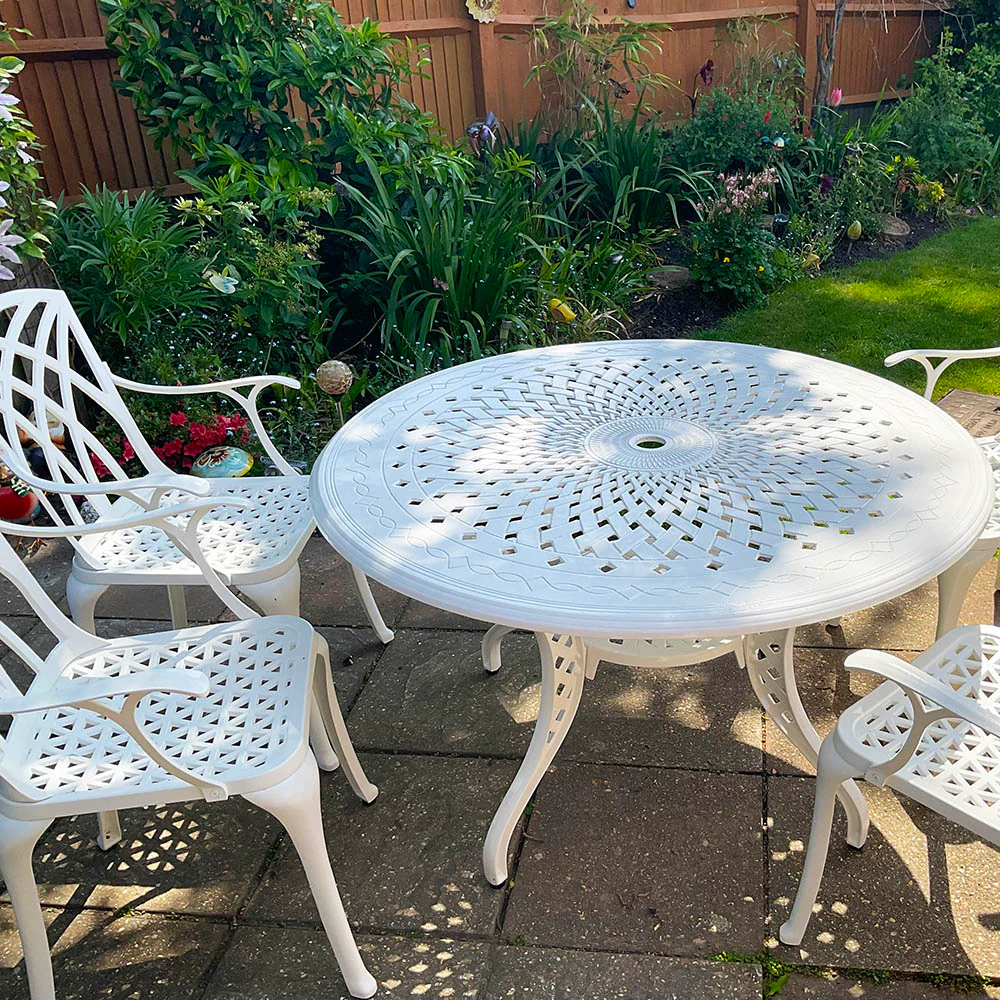 Amy Table 4 Seater Set - White - Image 6