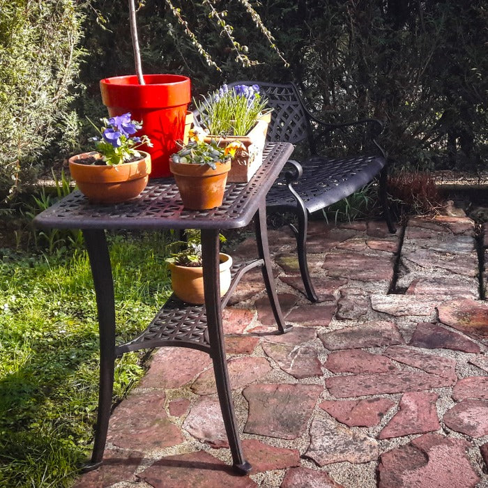 BBQ Table 2 Seater Set - Antique Bronze - Image 3