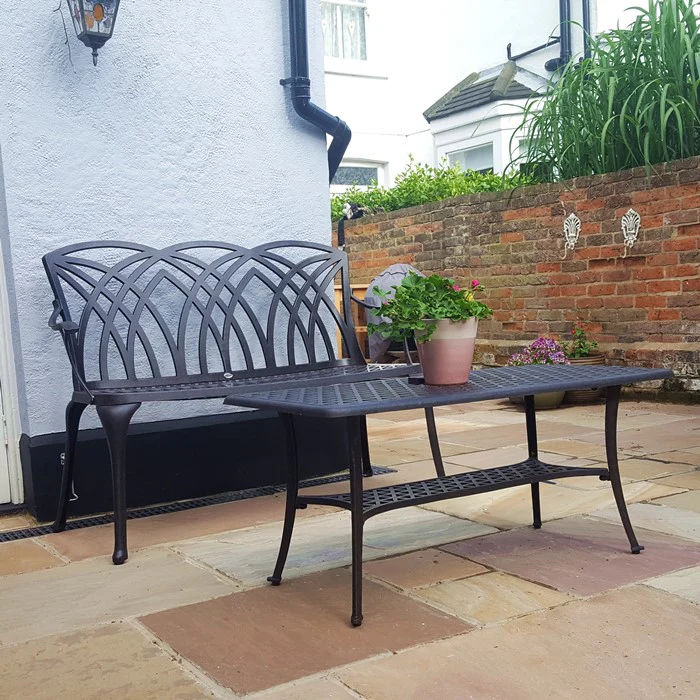 BBQ Table 2 Seater Set - Antique Bronze - Image 7