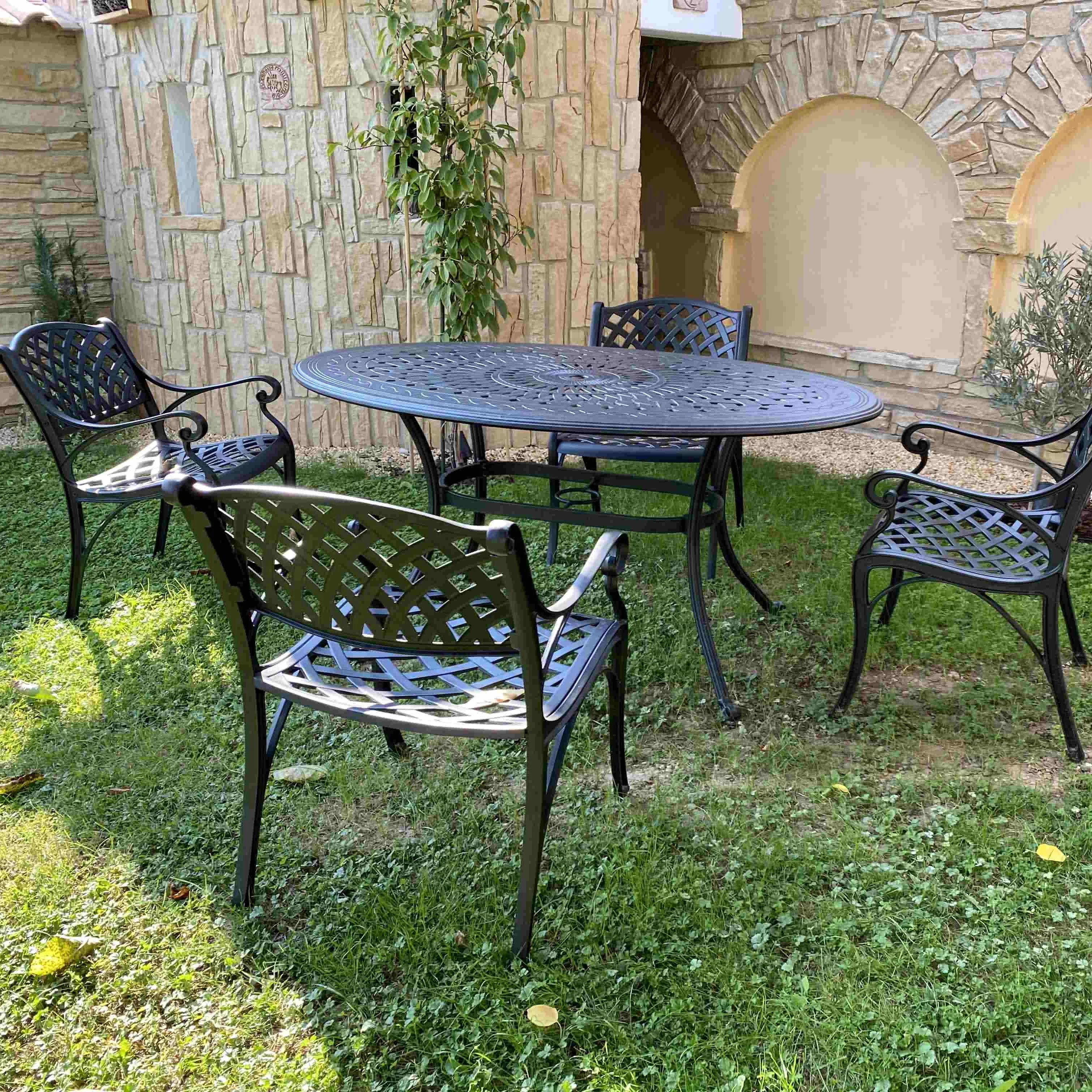 Emily Table 4 Seater Set - Antique Bronze - Image 7