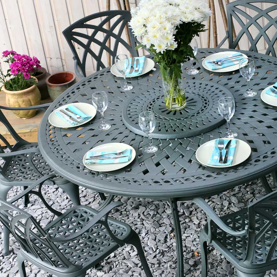 Frances Table 8 Seater Set - Slate - Image 5