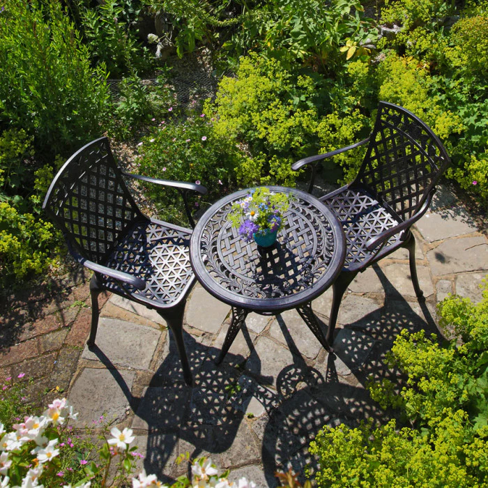 Ivy Bistro Table 2 Seater Set - Antique Bronze - Image 6