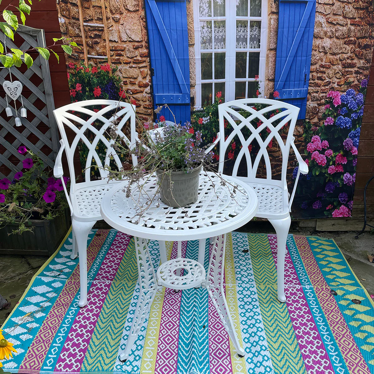 Ivy Bistro Table 2 Seater Set - White - Image 4