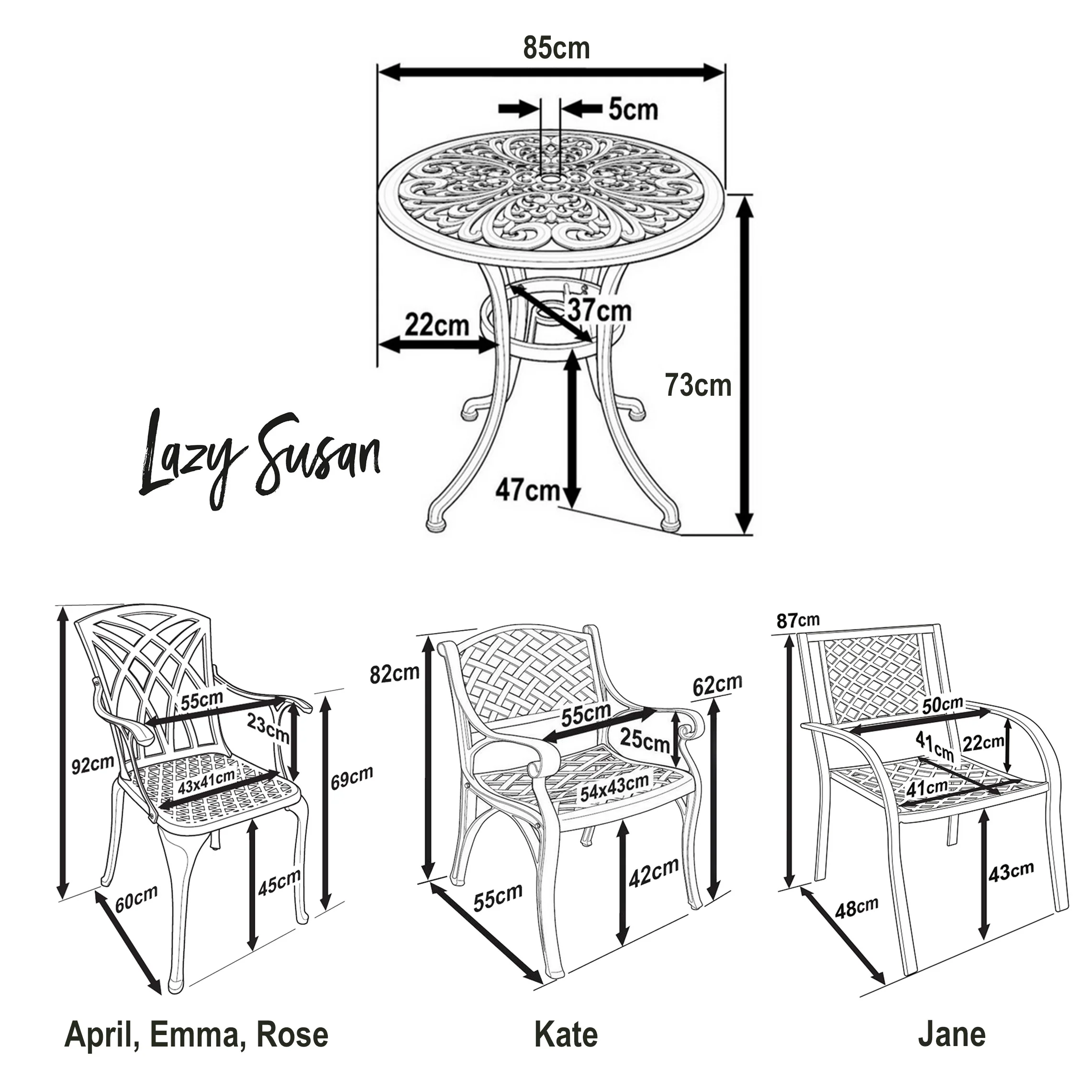 Jill Table 4 Seater Set - Antique Bronze - Image 12