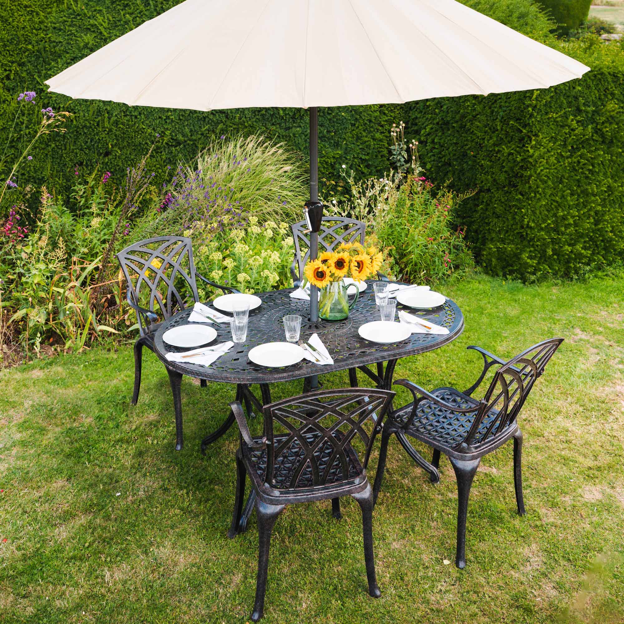 June Table 4 Seater Set - Antique Bronze - Image 3