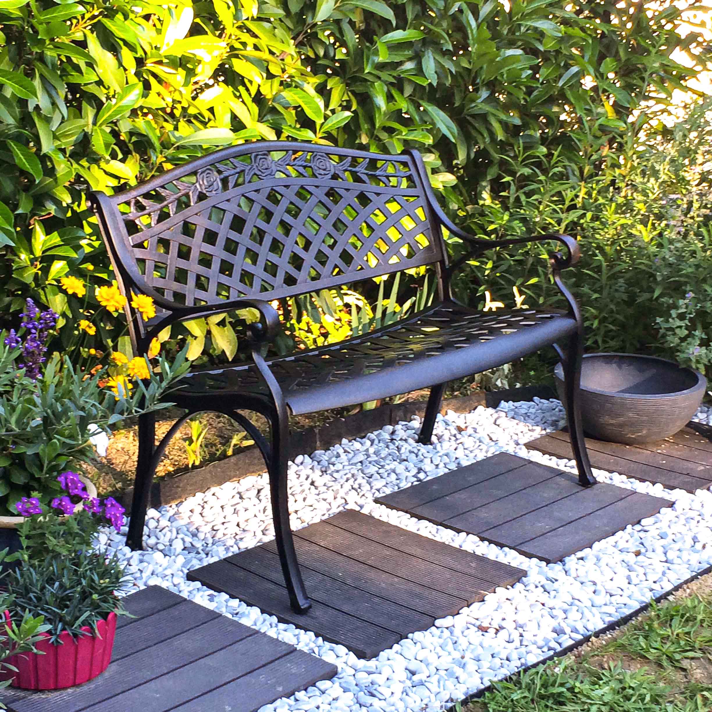 Rose Bench Set - Antique Bronze - Image 3