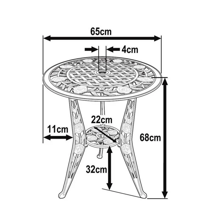 Rose Bistro Table - Antique Bronze - Image 6