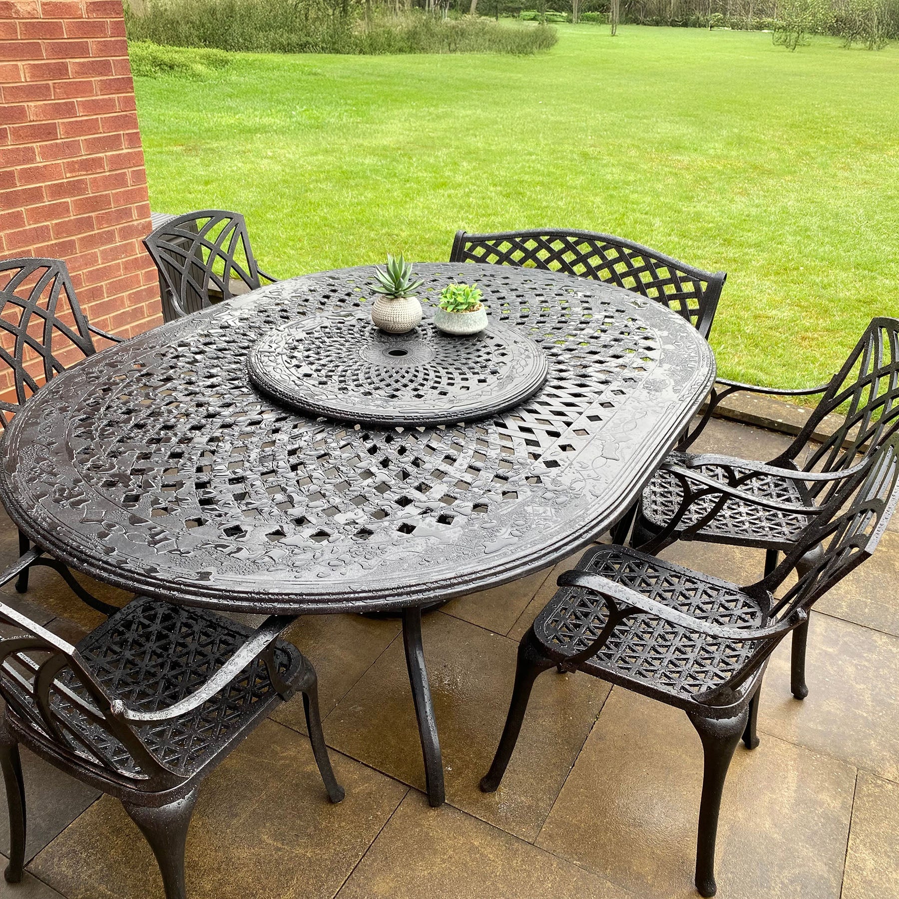 Rosemary Table 8 Seater Set - Antique Bronze - Image 3